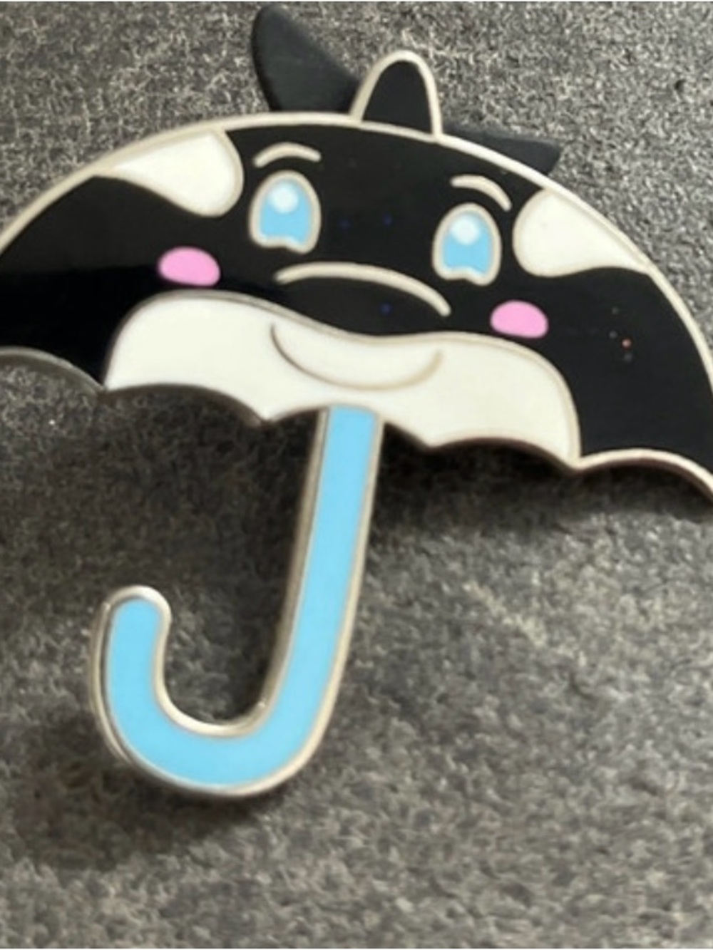 Cute Black & Blue Umbrella Enamel Pin for Kids